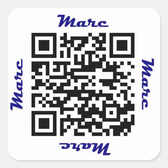 Code QR Marc Sticker de NOM personnalisé (Devant)