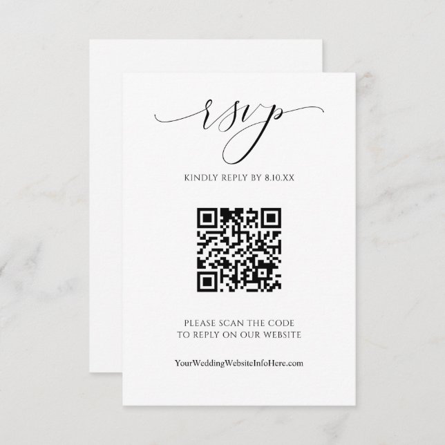 Code QR Mariage Moderne Luxe Élégant Script RSVP (Devant / Derrière)
