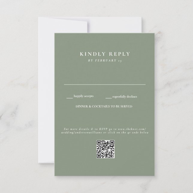 Code QR Mariage moderne Sage RSVP (Devant)
