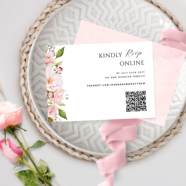 Code QR Mariage rose, blanc et Rose or RSVP (Créateur téléchargé)