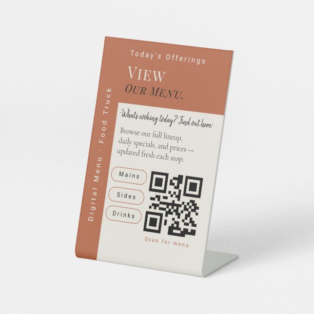 Code QR Menu Noir & Blanc Panneau Code QR  (Recto)