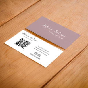 Code QR minimal Carte de visite rose pâle modern