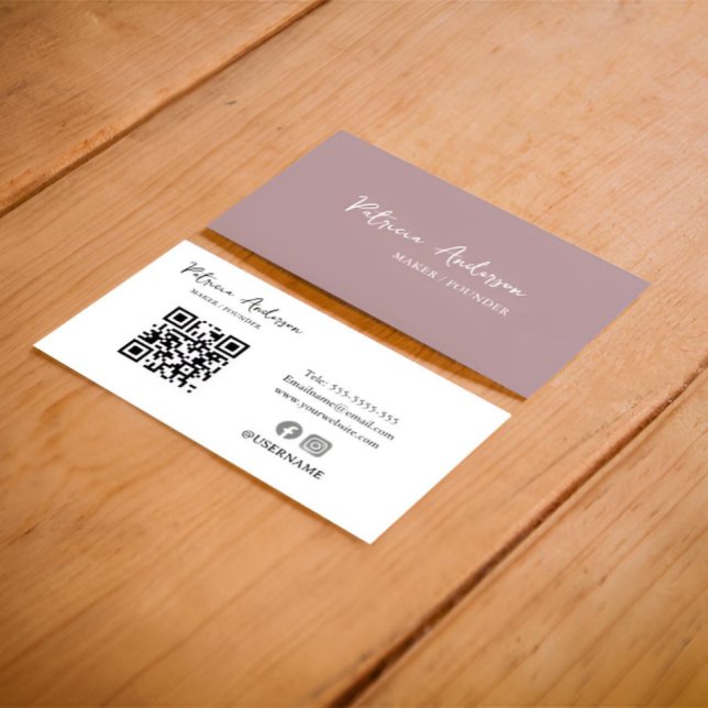 Code QR minimal | Carte de visite rose pâle modern (Minimal QR Code | Modern Blush Pink Business Card)