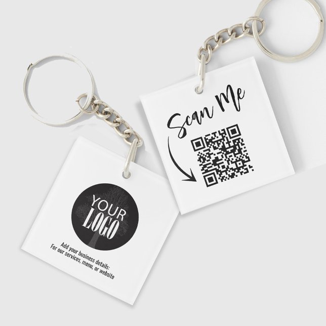 Code QR minimaliste de logo simple (Add your logo and QR code keychain.)