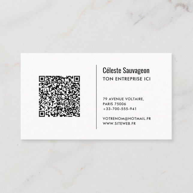 Code QR - Modèle de carte de visite  (Devant)