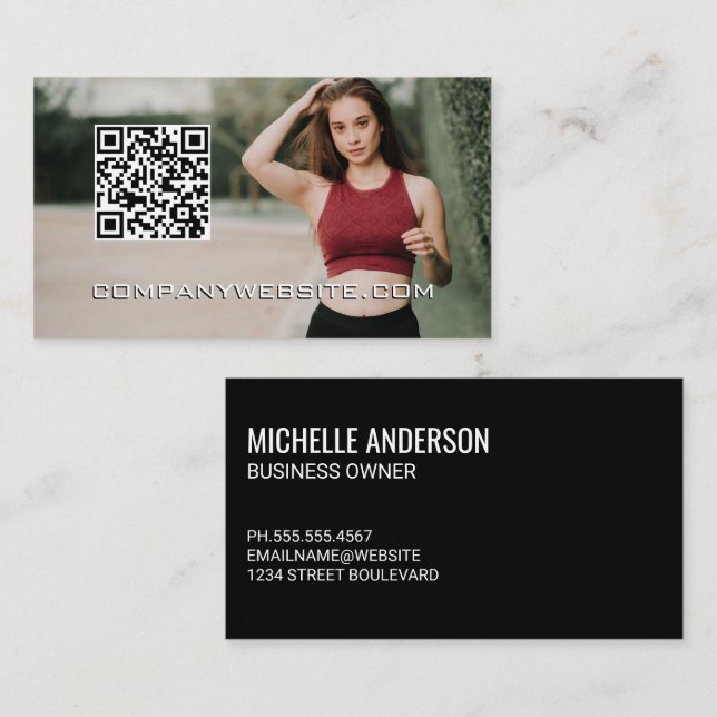 Code QR | Modèle de femme Carte de visite (Devant / Derrière)