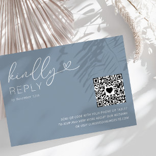 Code QR moderne Dusty Blue Wedding Carte RSVP