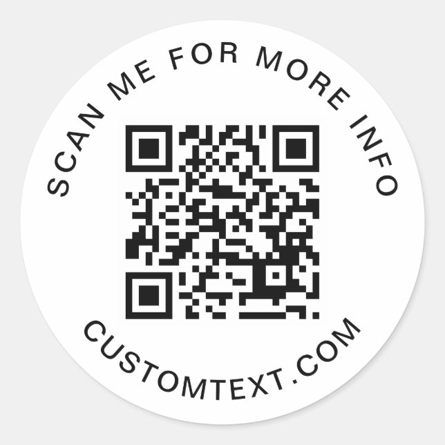 Code QR moderne et texte personnalisé Sticker rond (Devant)
