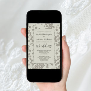 Code QR moderne Floral Digital Faire-part de maria