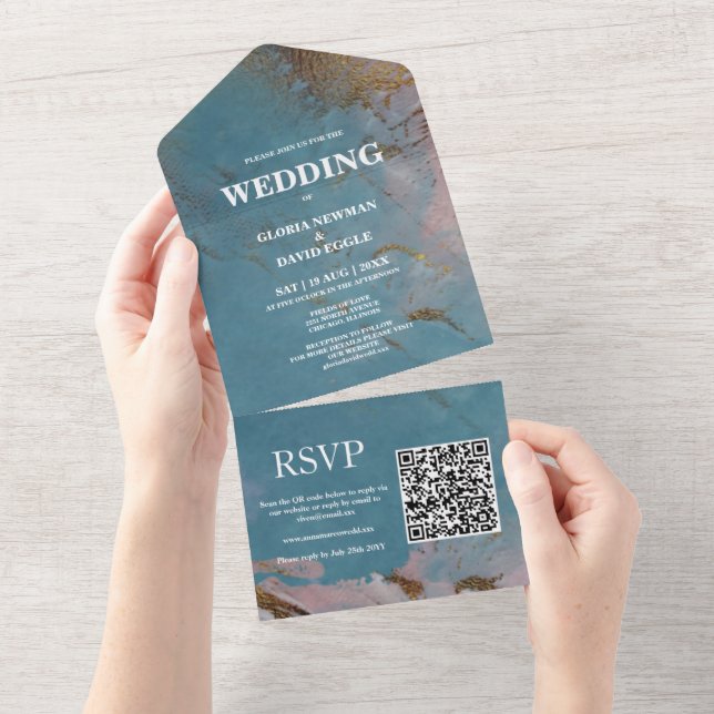 Code QR moderne Invitation Tout En Un (Déchirure)