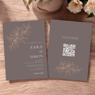 Code qr moderne pêche rustique floral Invitation