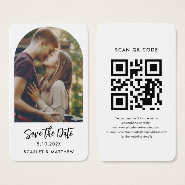 Code QR moderne Photo Mariage Website Enregistrer  (Devant & derrière)