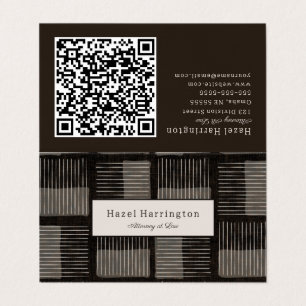Code QR moderne plié Carte de visite noir gris