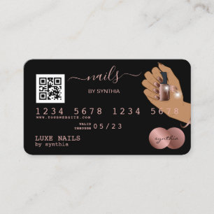 Code QR Nails Technicien Carte de crédit Rose Gold