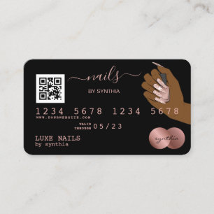 Code QR Nails Technicien Carte de crédit Rose Gold