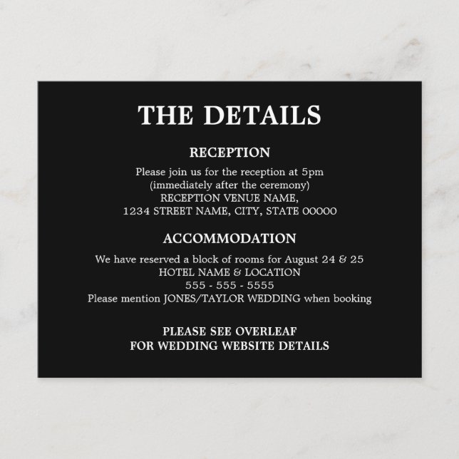 Code QR noir - blanc Détails Mariage Carte de boît (Devant)