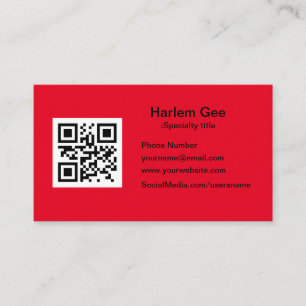 Code QR personnalisé Carte de visite rouge modern