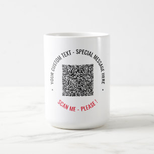Code QR personnalisé et mug de café texte