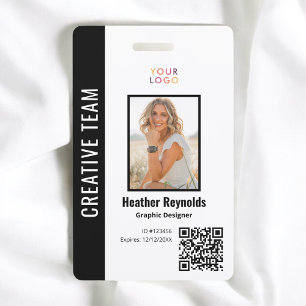 Code QR Photo d'employé Badge Noir