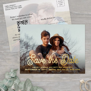 Code QR Rétro Script 2 Photo Mariage Faire-Part de