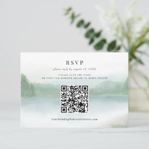 Code QR RSVP Aquarelle Mariage Arbres Lac Abstrait