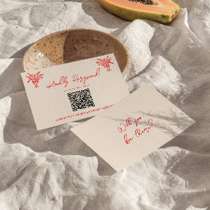 Code QR RSVP de mariage unique rouge dessiné à la