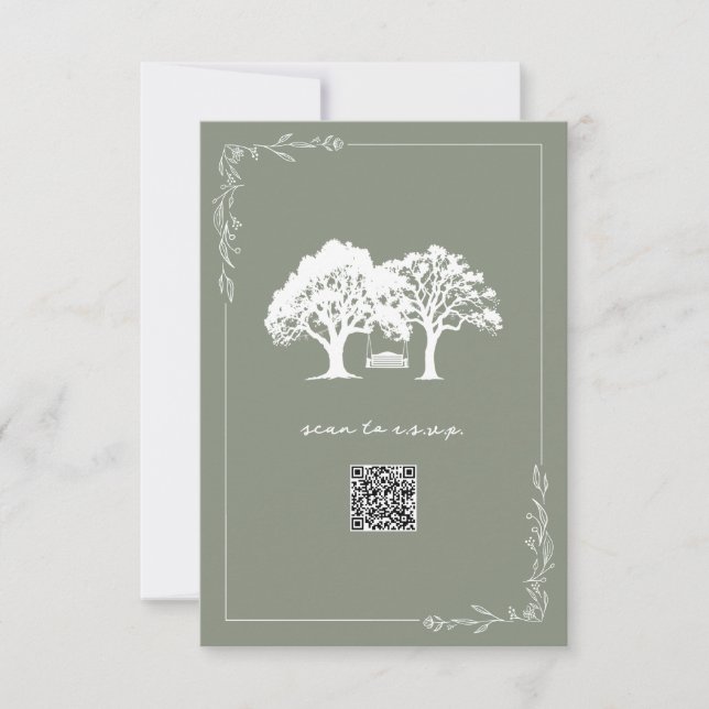 Code QR RSVP Mariage Arbres Rustiques Vert Sauge (Devant)