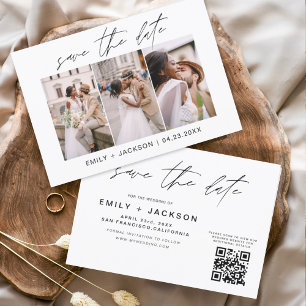 Code QR - Save the Date Modern 3 Photo Elegant