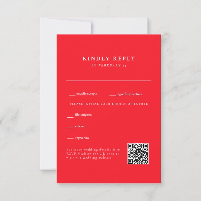 Code QR simple Mariage rouge RSVP (Devant)