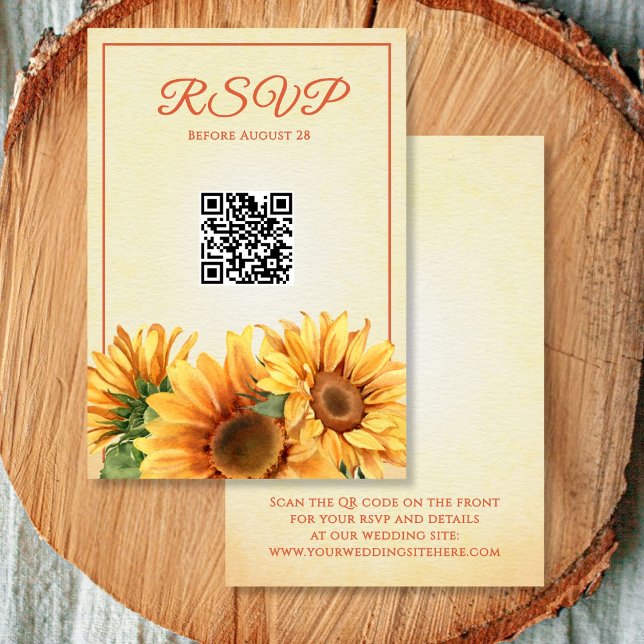 Code QR Sunflower Wedding Carte RSVP (Créateur téléchargé)