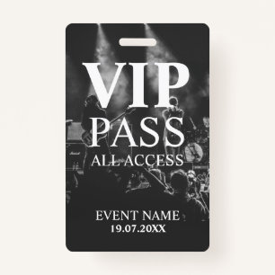 Code QR VIP personnalisé Événement Badge noir et b