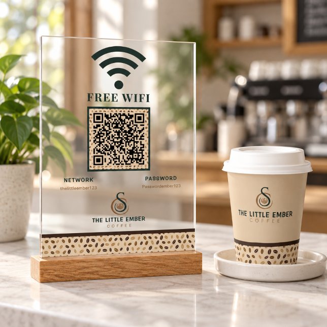 Code QR WiFi Café Design Grain de Café Clair (Créateur téléchargé)