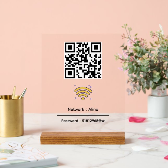 Code QR Wifi personnalisé | Mot de passe réseau mo (Mariage)