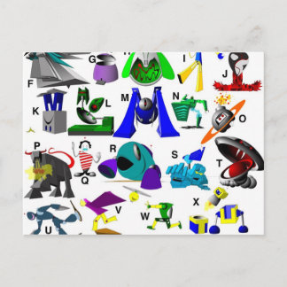 Code-Schlüssel - Roboter Postkarte