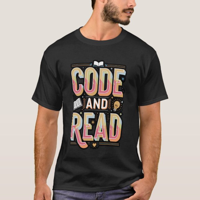 Code und Lies Farbiges Nerdy T-Shirt (Vorderseite)