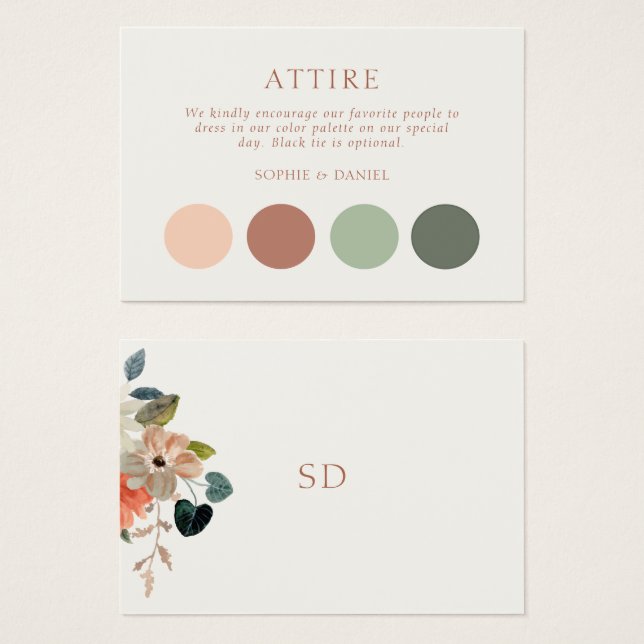 Code vestiaire Mariage floral Carte du boîtier de  (Devant & derrière)
