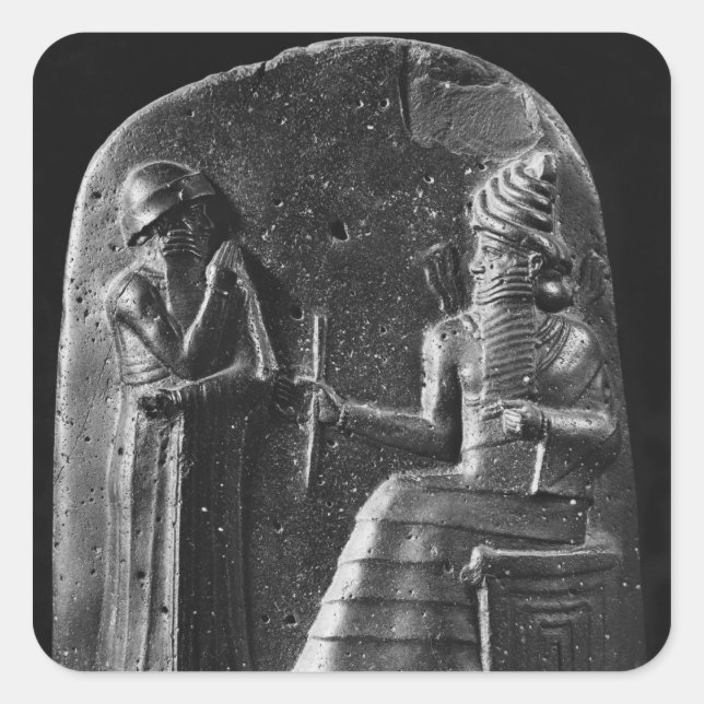 Code von Hammurabi, oben auf der Stele Quadratischer Aufkleber (Vorderseite)