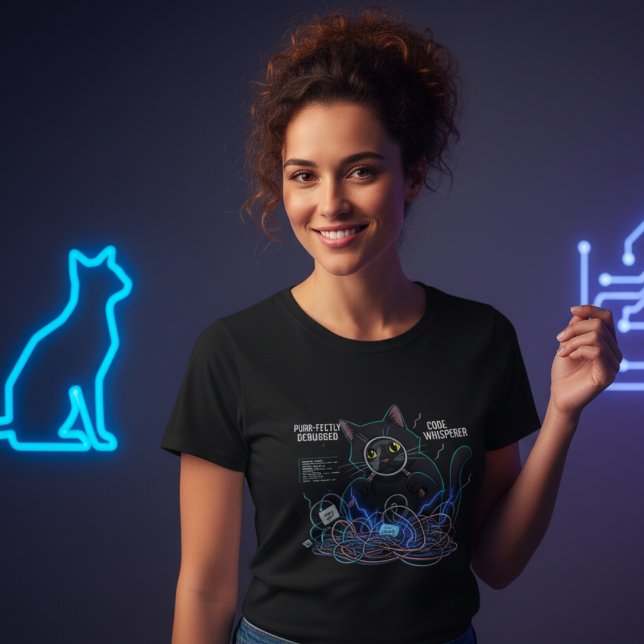 Code Whisperer Developer Cat Women's Black T - Shi T-Shirt (Code AND Cat Whisperer)