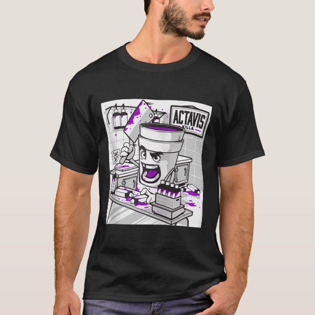 Codein Double Cup Lean Lila Drank Sizzurp Rap H T-Shirt (Vorderseite)