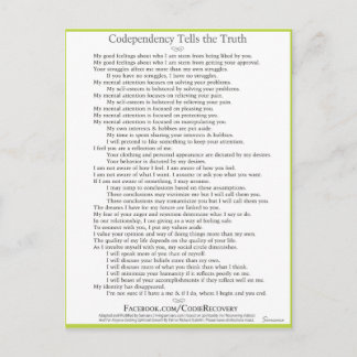 Codépendance dit la vérité carte postale