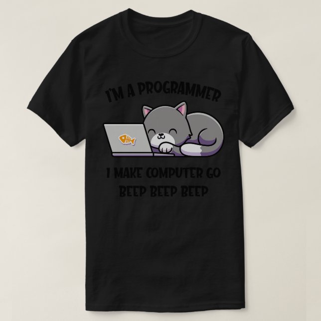 Coder Cat Programmer Funny Computer Scientist T-Shirt (Design vorne)
