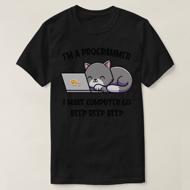 Coder Cat Programmierer Lustiger Informatiker T-Shirt (Design vorne)