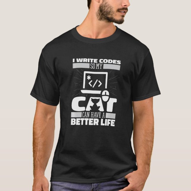 Coder Cat Software Engineer Entwickler Programmier T-Shirt (Vorderseite)