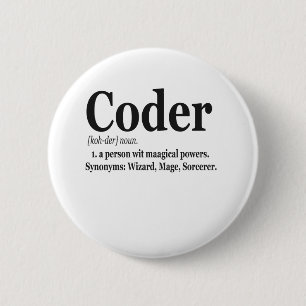 Coder Definition Funny Niedlich Computer Nerd Gesc Button