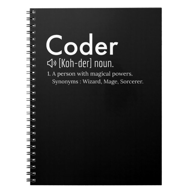 Coder Definition - Programmiersprachenfreunde Notizblock (Vorderseite)