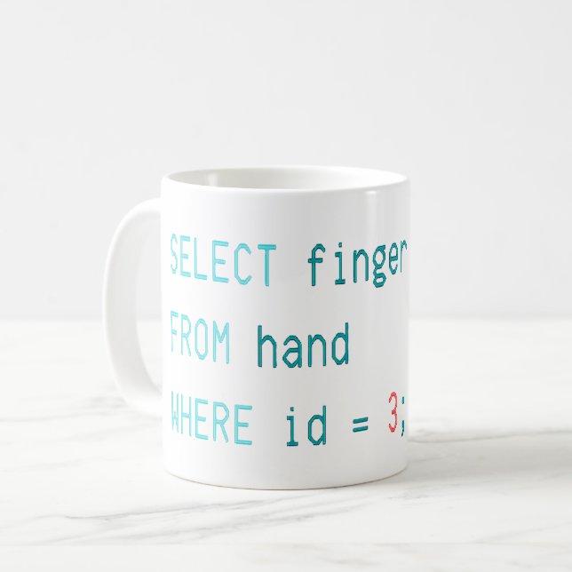 CODER MIDDLE FINGER - WÄHLEN SIE FINGER VON HAND A KAFFEETASSE (Vorderseite Links)