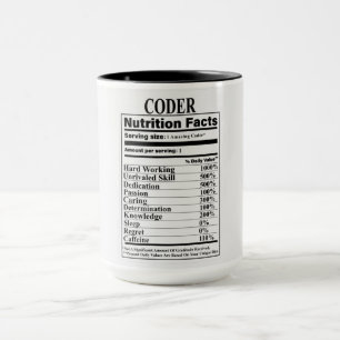Coder Nutrition Fakten Tasse