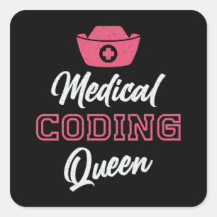Coder Queen Coding ICD Programmer Coder Quadratischer Aufkleber