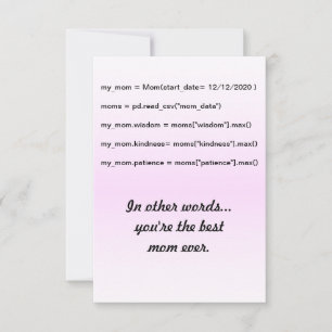 Coder's Worte - Sie sind die beste Mama Dankeskarte