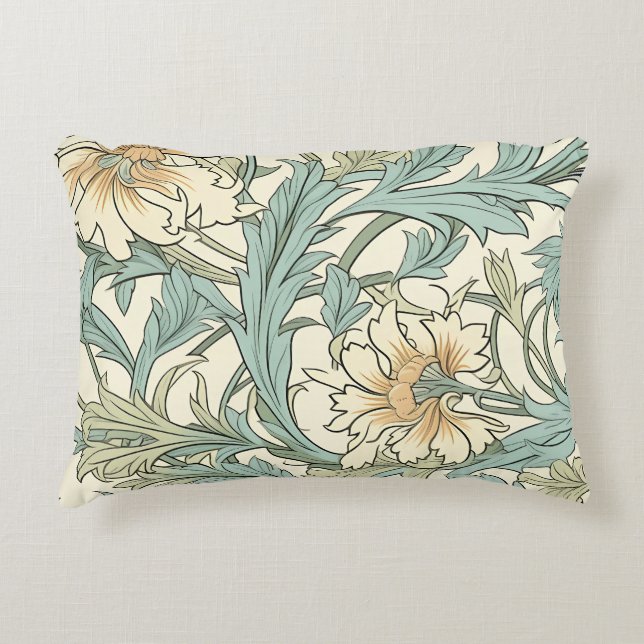 Codescore-Kunstwerk Natürliche Blume Muster Beige Dekokissen (Vorderseite)
